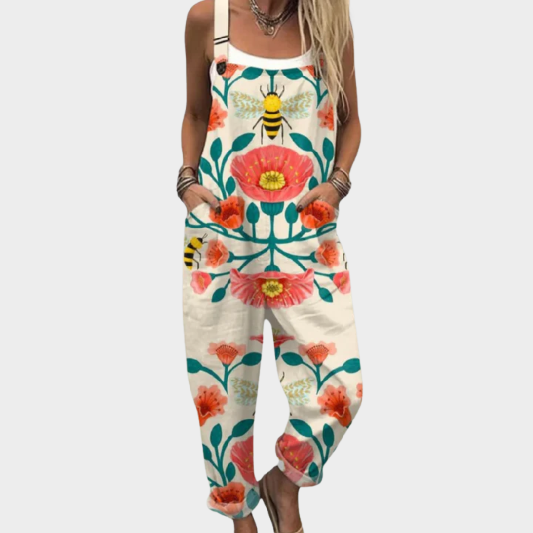 Flora | Relaxed Floral Bee Overalls for Everyday Comfort