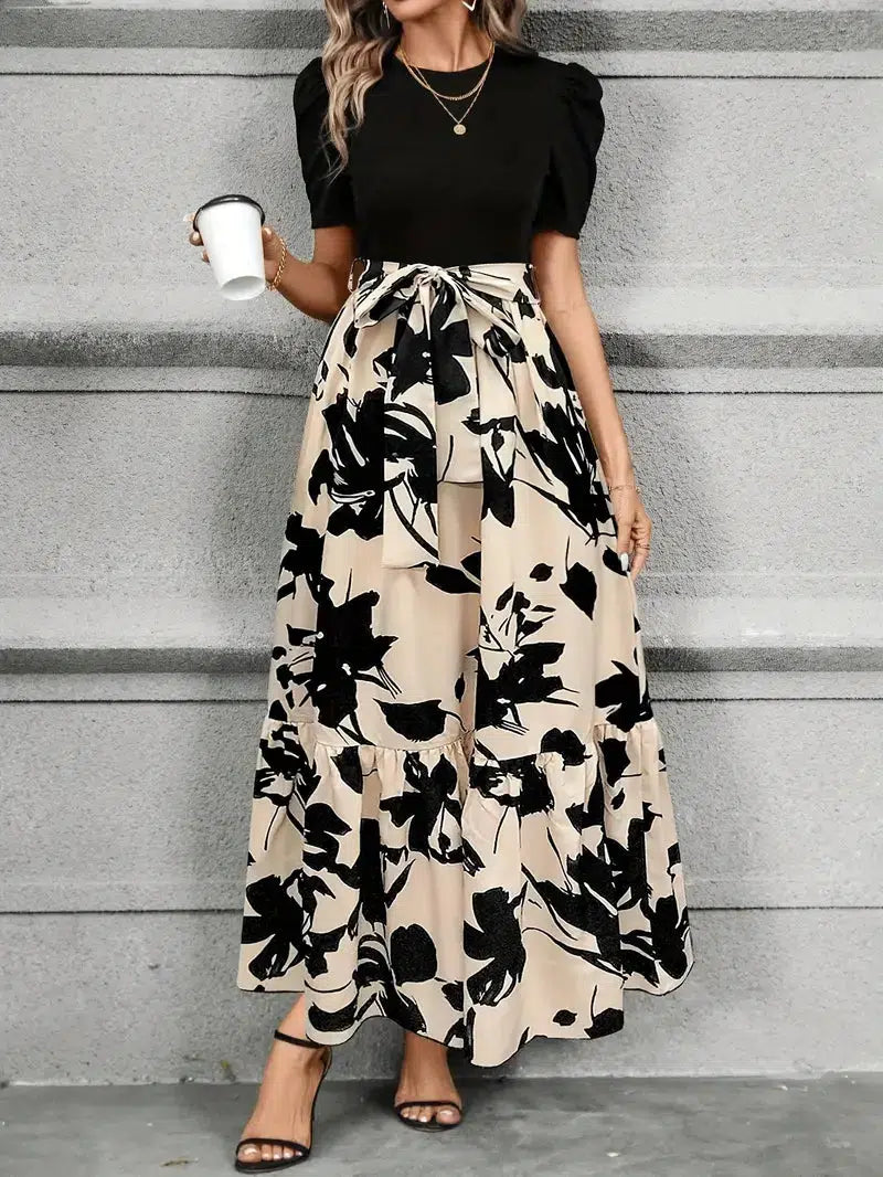 Amélie – Elegant Tie-Waist Maxi Dress