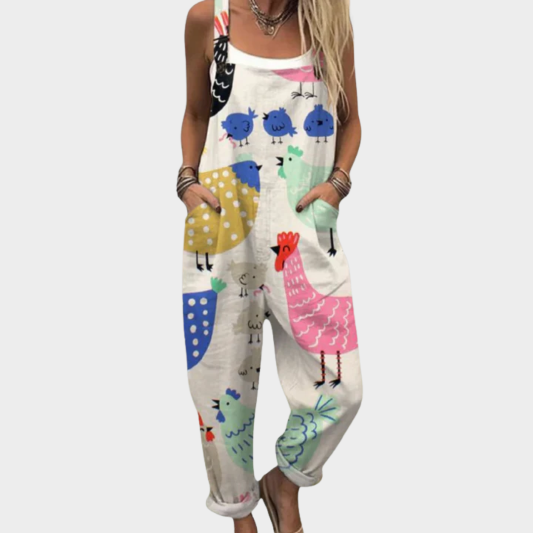 Lina | Relaxed Everyday Bird Print Overalls