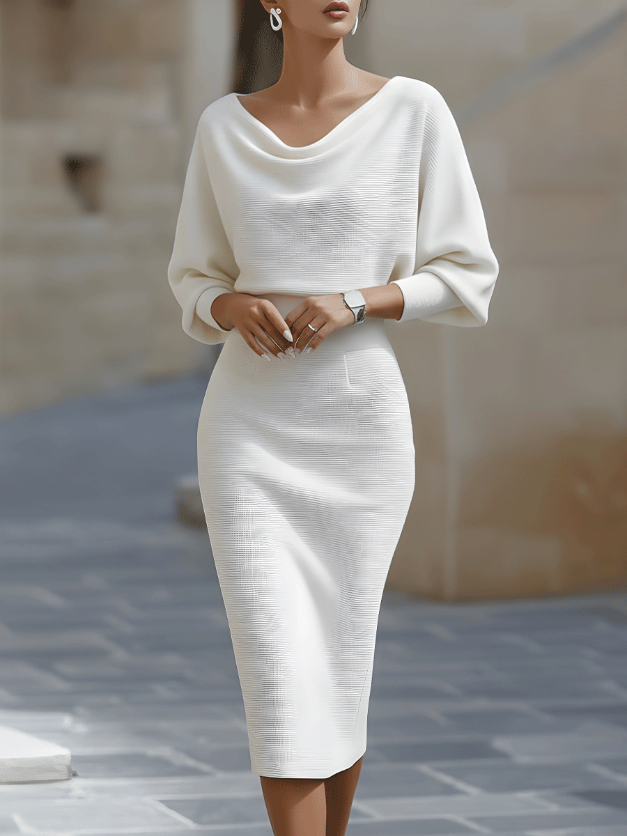 Lydia | Draped Batwing Midi Dress for Elegant Everyday Comfort