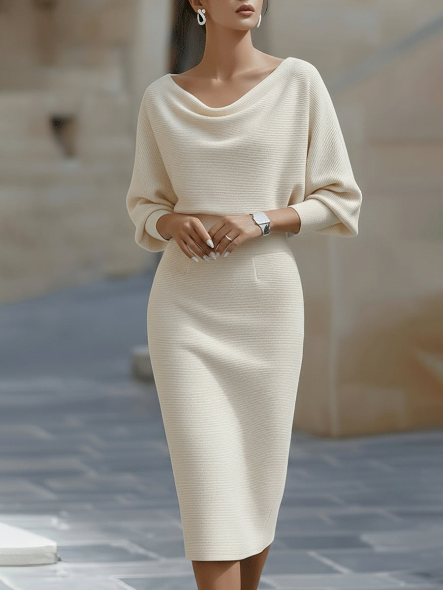 Lydia | Draped Batwing Midi Dress for Elegant Everyday Comfort
