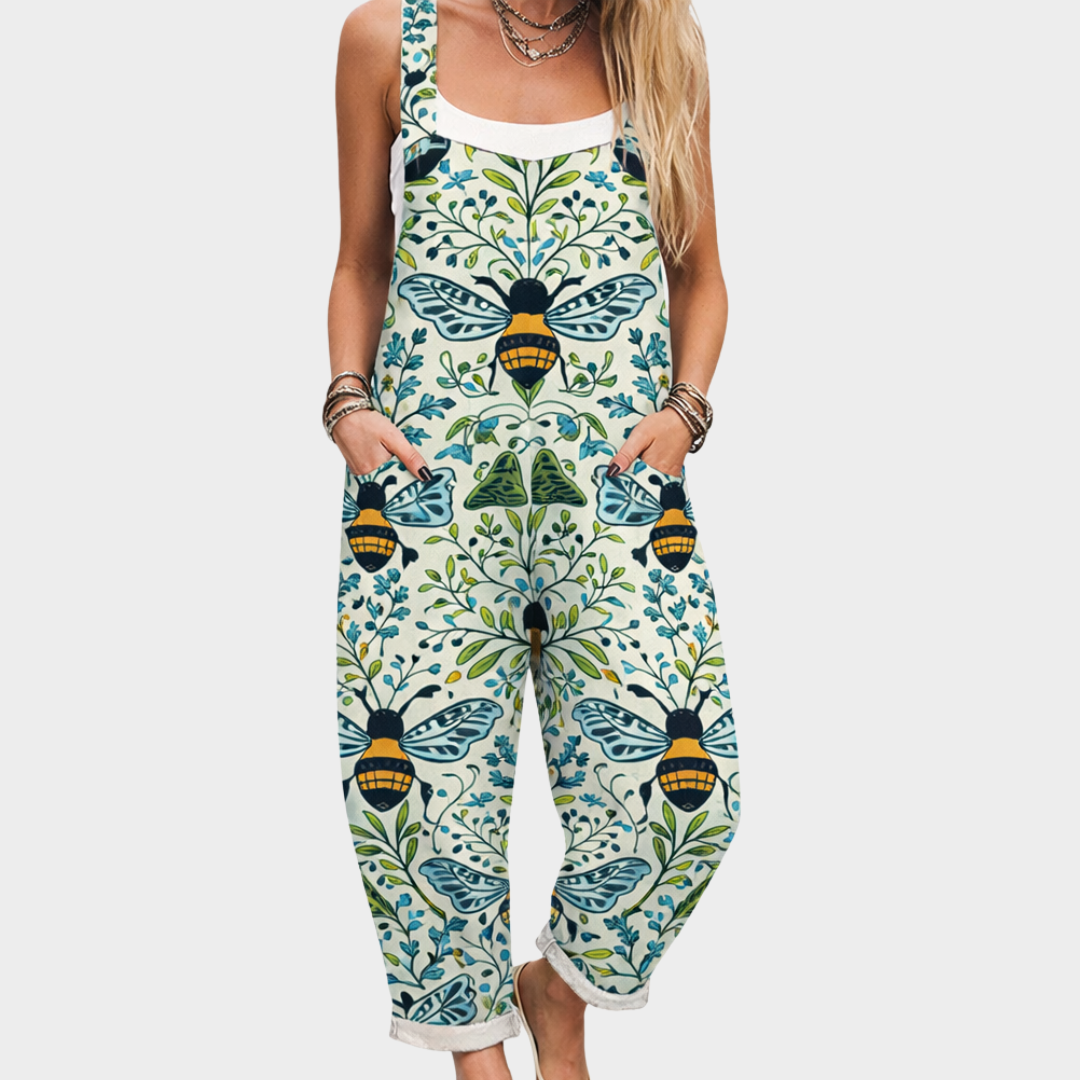 Mila | Relaxed Everyday Bee Print Overalls