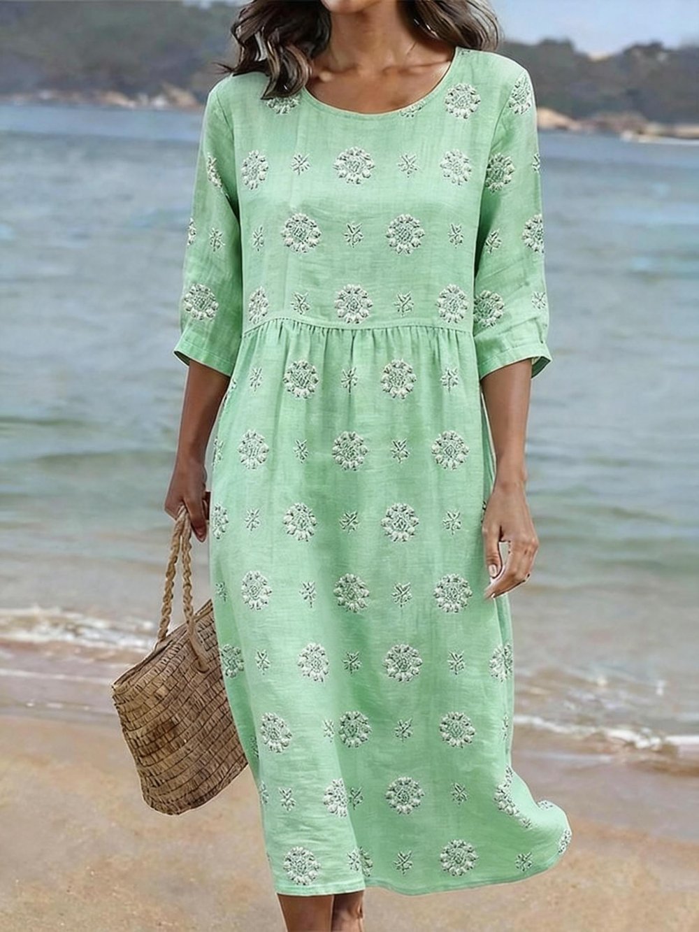 Elara | Relaxed Linen Blend Midi Dress