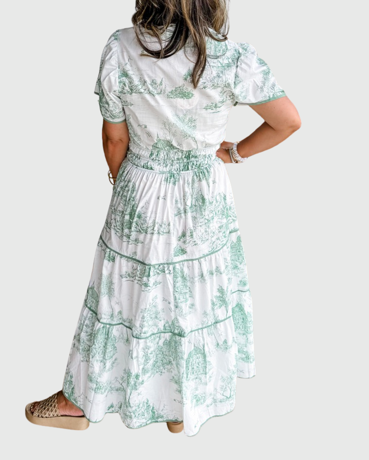 Eliza | Classic Toile Maxi Dress for Elegant Everyday Comfort