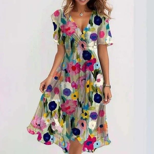 Aria | Floral Chiffon Midi Dress for Light Summer Comfort