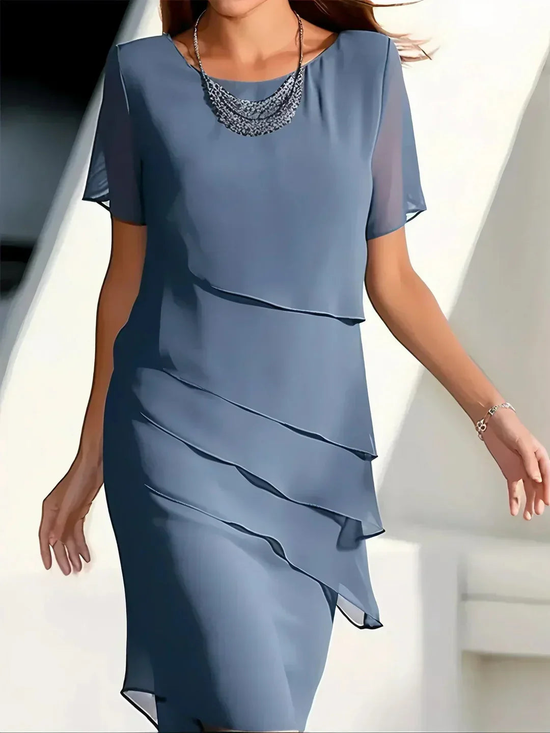 Isla – Layered Chiffon Midi Dress
