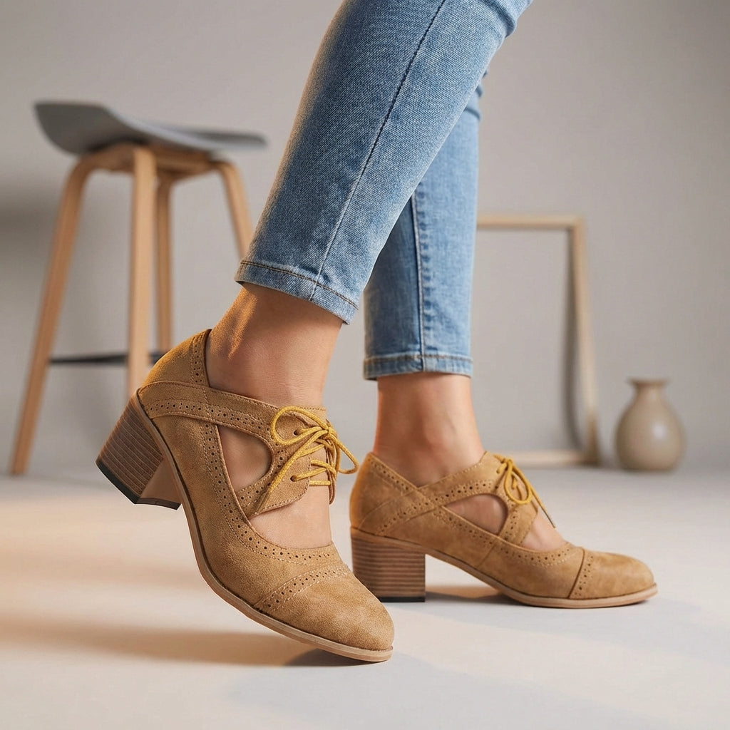 Amélie | Vintage-Inspired Lace-Up Heels with Elegant Cutouts