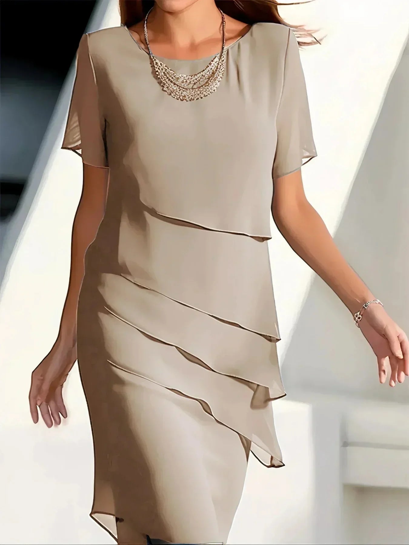 Isla – Layered Chiffon Midi Dress