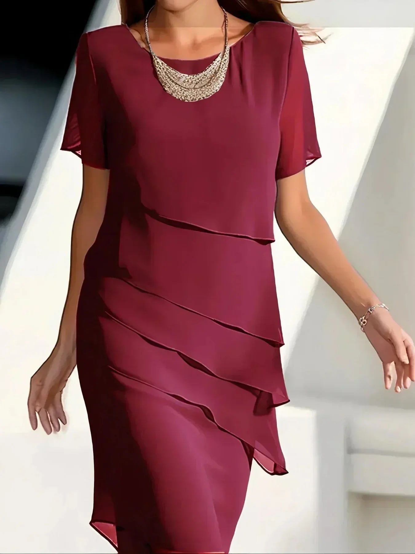 Isla – Layered Chiffon Midi Dress