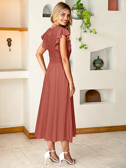 Clara | Elegant Striped Linen Midi Dress