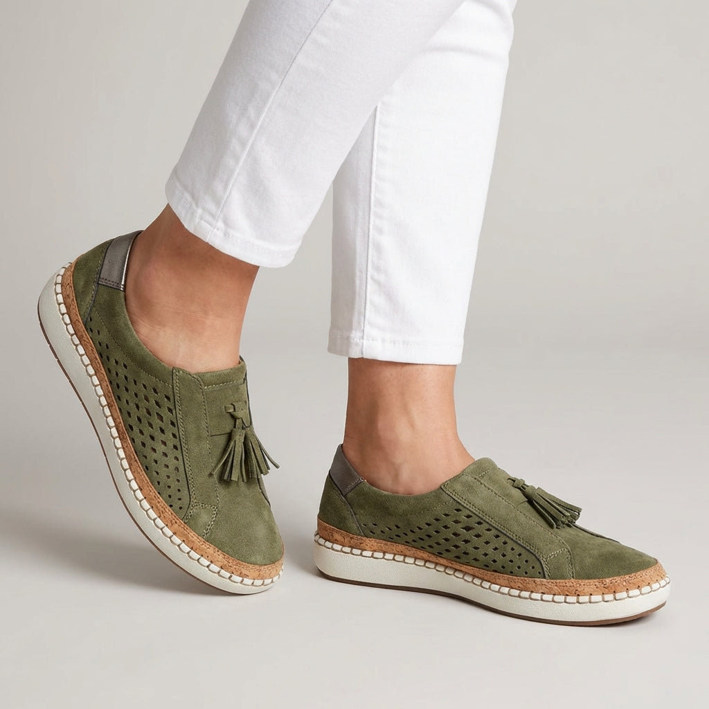 Elena | Orthopedic Suede Tassel Slip-On Loafers