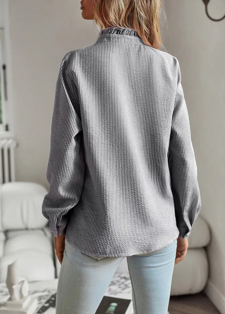 Isabelle – Ruffled Button-Up Blouse