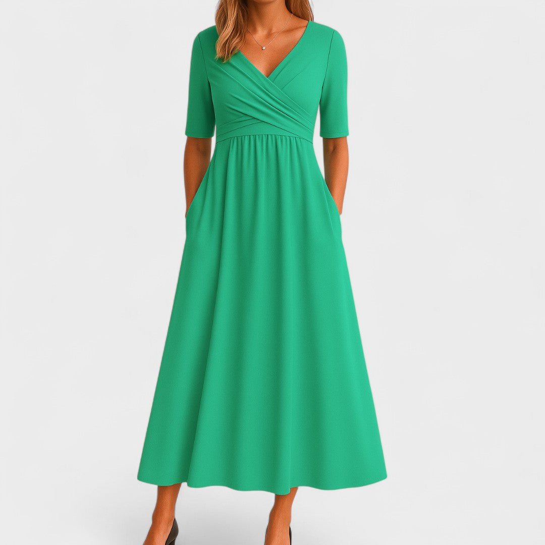 Elara | Wrap Bodice Midi Dress