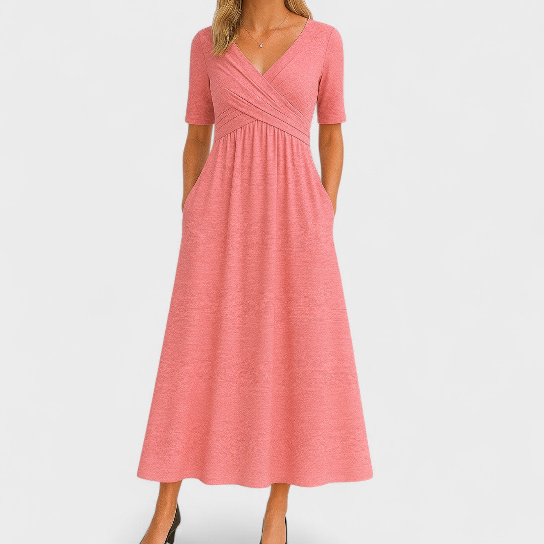 Elara | Wrap Bodice Midi Dress