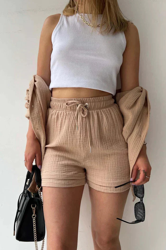 Avery – Solid Colour Shirt & Shorts Set