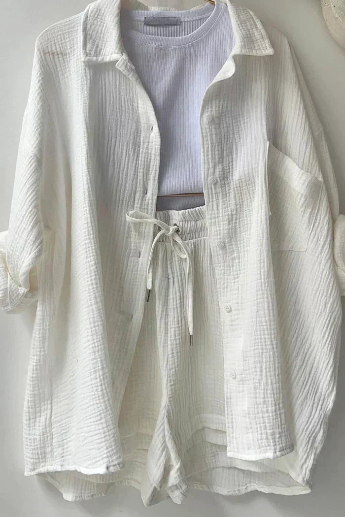 Avery – Solid Colour Shirt & Shorts Set
