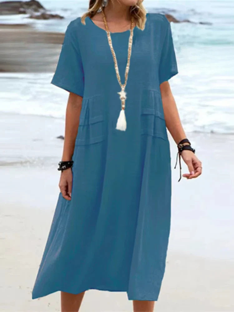 Olivia-Pure Cotton Relaxed Midi Dress