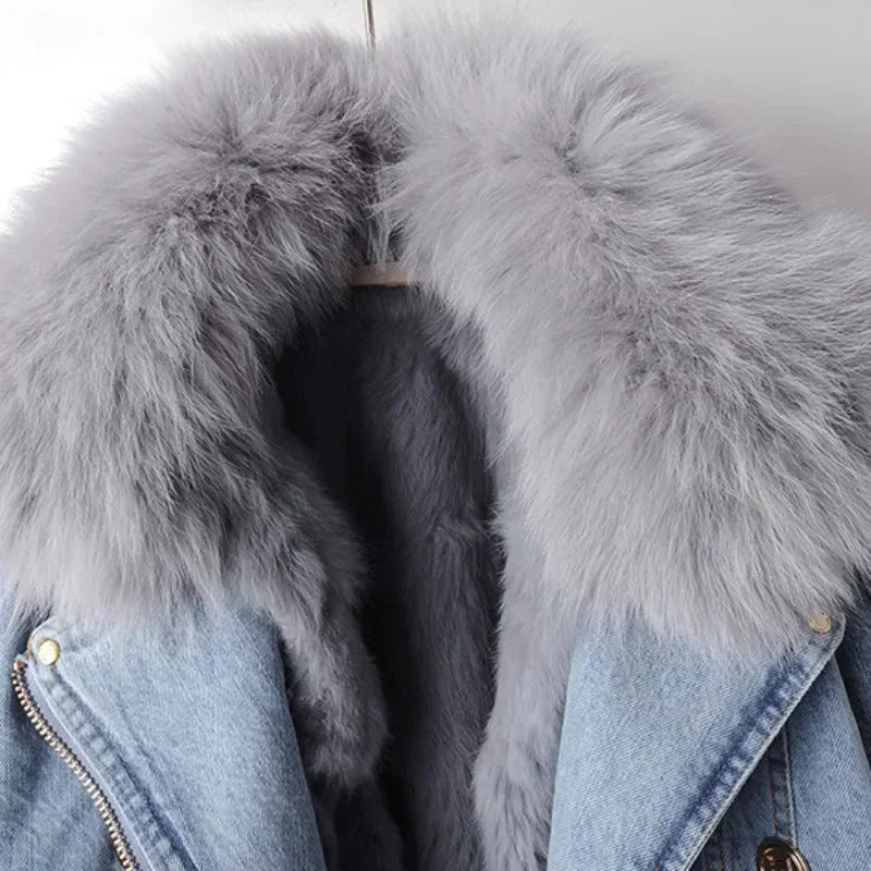 Phylicia | Stylish Denim Jacket with Luxurious Faux Fur Collar