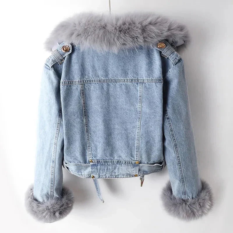 Phylicia | Stylish Denim Jacket with Luxurious Faux Fur Collar