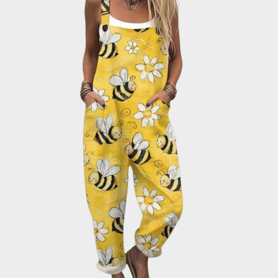 Luna | Relaxed Everyday Bee Print Overalls