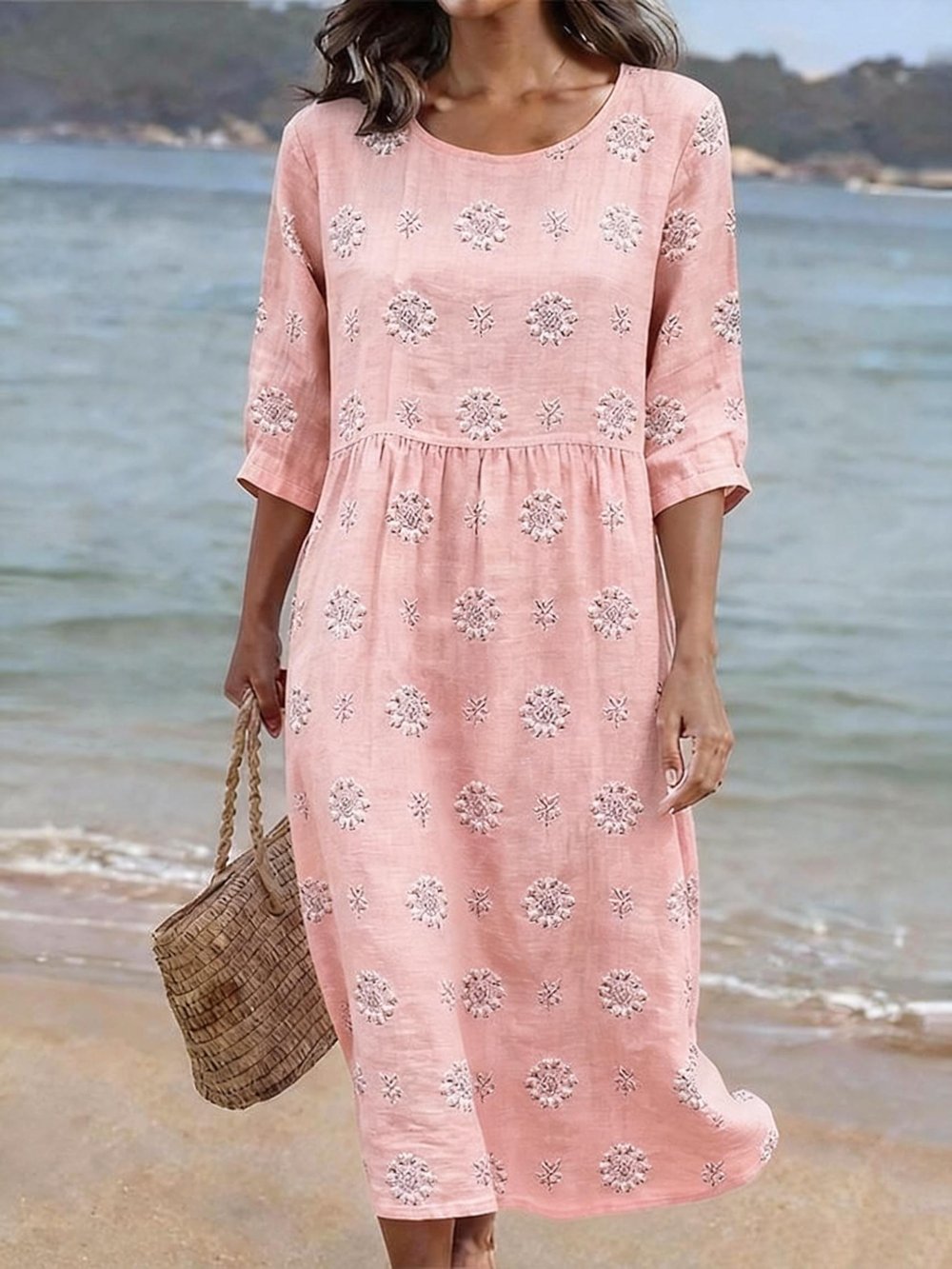 Elara | Relaxed Linen Blend Midi Dress