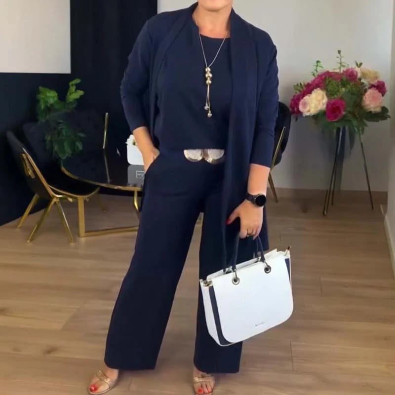 ⏳Limited Time Special Offer⏰Elegant 3-Piece Set Including Long Cardigan, Top, and Pants💞