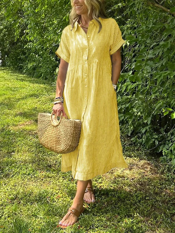ANGELA | Elegant Cotton Maxi Shirt Dress