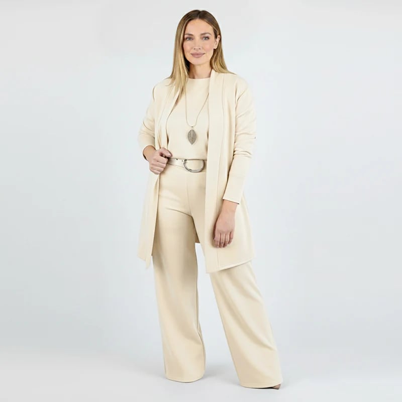 ⏳Limited Time Special Offer⏰Elegant 3-Piece Set Including Long Cardigan, Top, and Pants💞