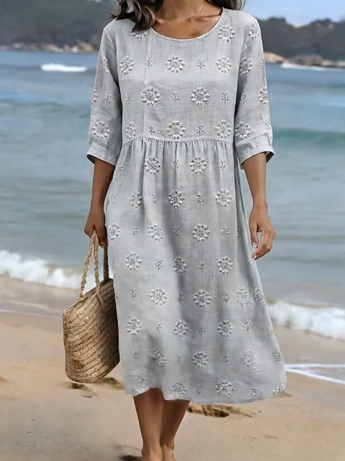 Elara | Relaxed Linen Blend Midi Dress