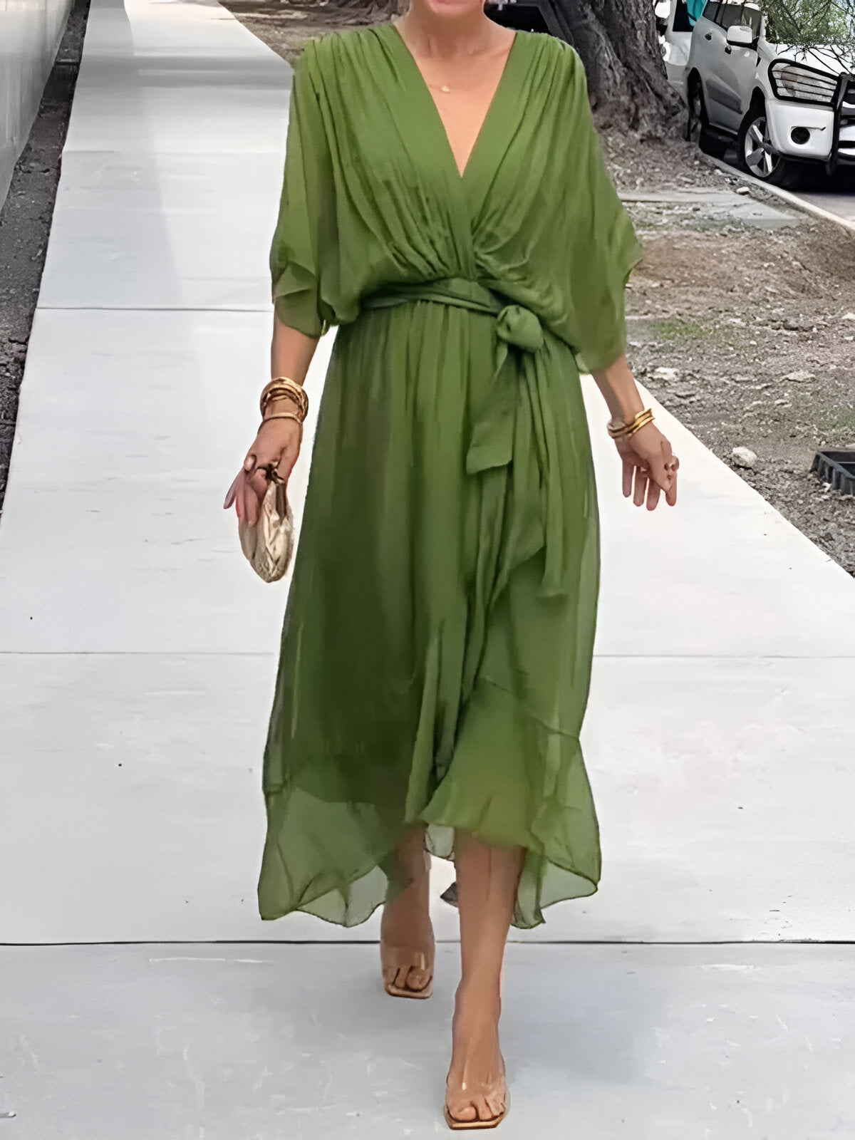 MONICA | Chiffon V-Neck Elegant Dress