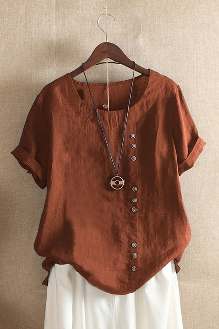Lana | Women’s Short Sleeve Button Blouse