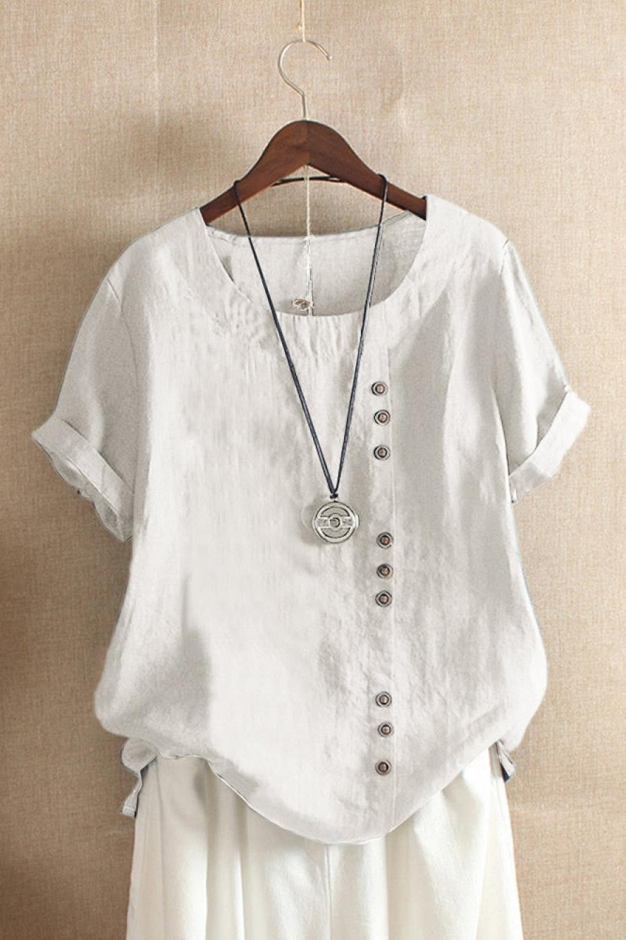 Lana | Women’s Short Sleeve Button Blouse